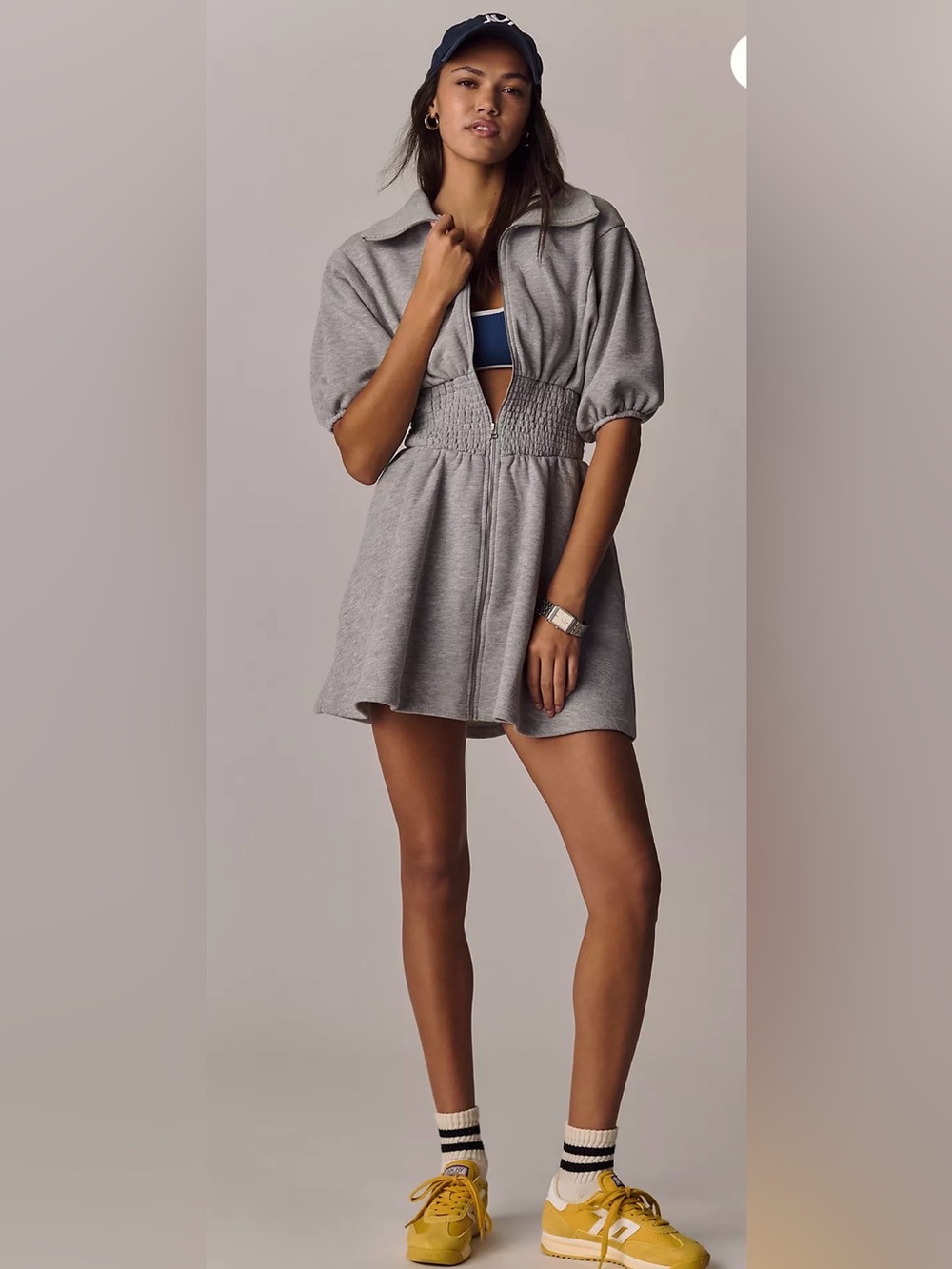 ✨Anthro’s Daily Ritual✨- Gray Heather Short Sleeve Zip-Smock Dress - SOLD OUT